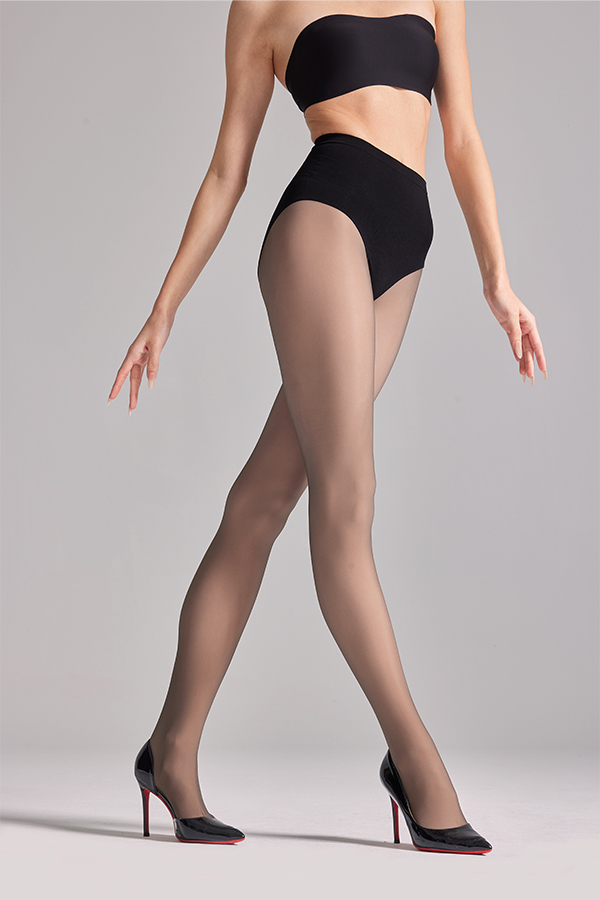 V-line sheer-looking glossy opaque tights