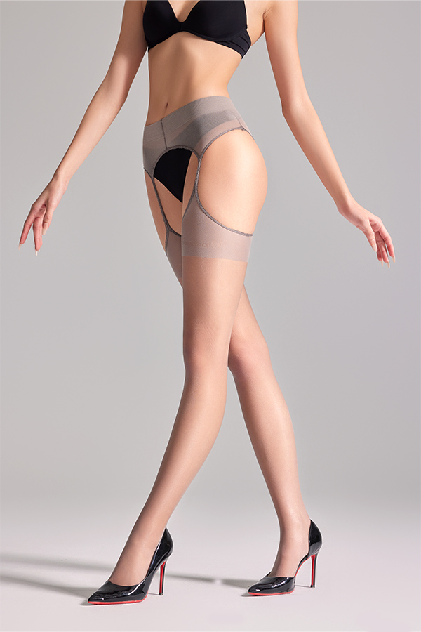 Sheer thigh high looking garter stockings