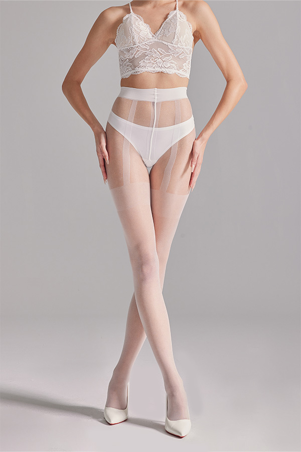 Thigh high illusion glossy sheer tights