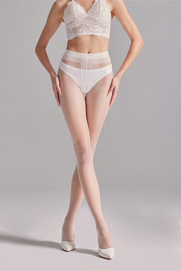 Removable decoration crotchless sexy sheer tights
