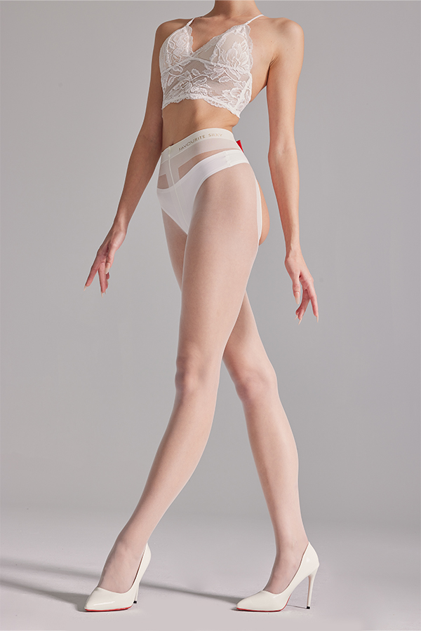 Removable decoration crotchless sexy sheer tights