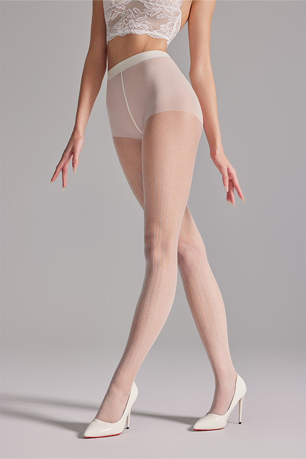Rhinestone strips sheer tights