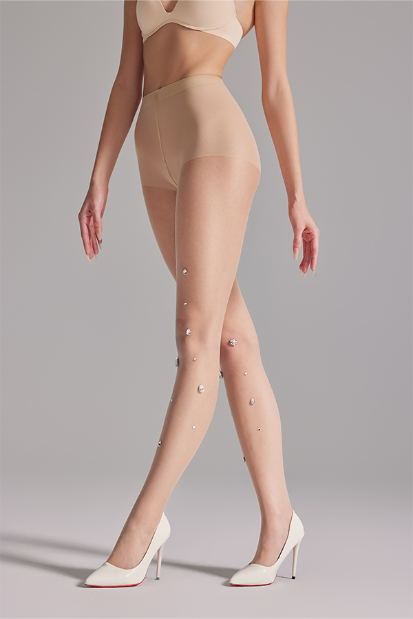 Sheer big rhinestone decoration tights