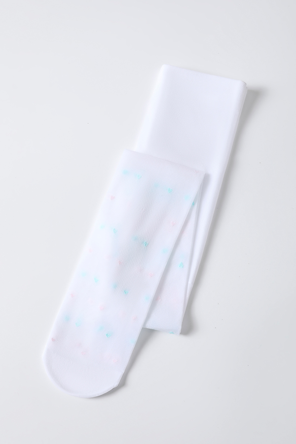 Heart Jacquard Two-Tone Kids Tights