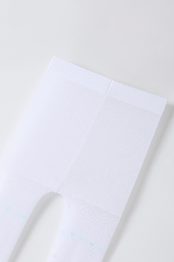 Heart Jacquard Two-Tone Kids Tights