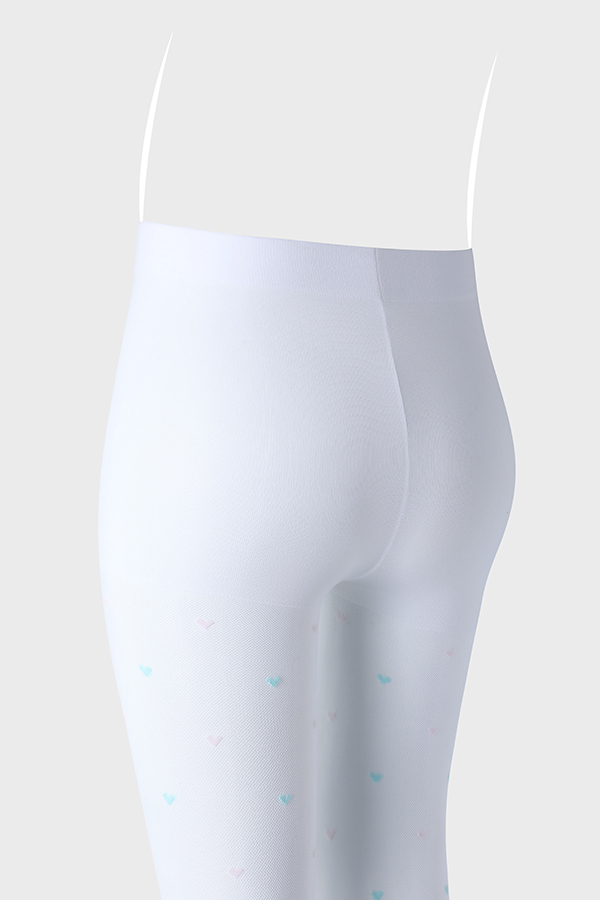 Heart Jacquard Two-Tone Kids Tights