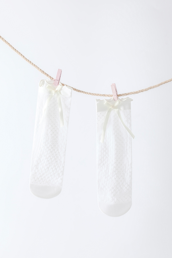 Argyle Dot Bow Girls Short Socks