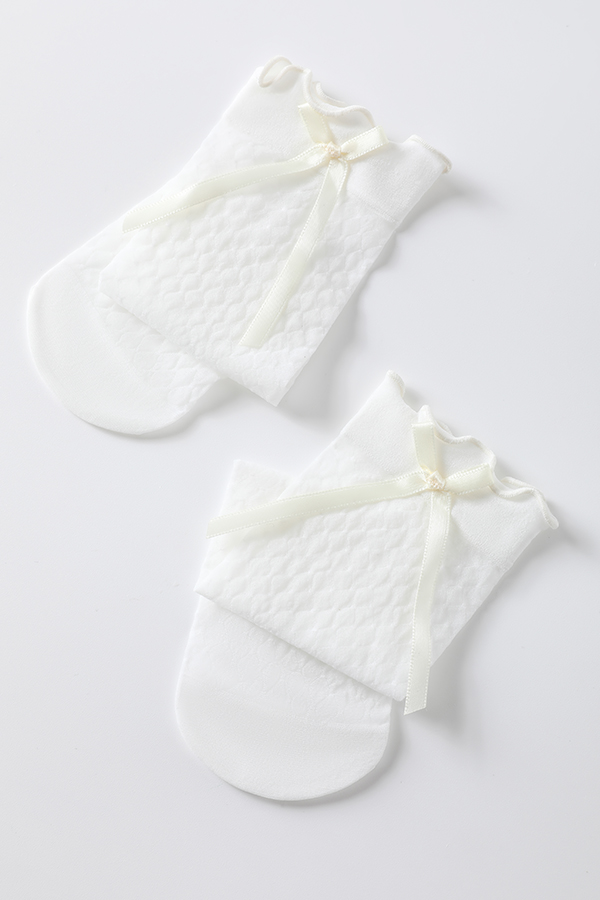 Argyle Dot Bow Girls Short Socks