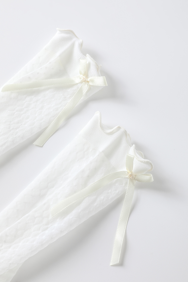 Argyle Dot Bow Girls Short Socks