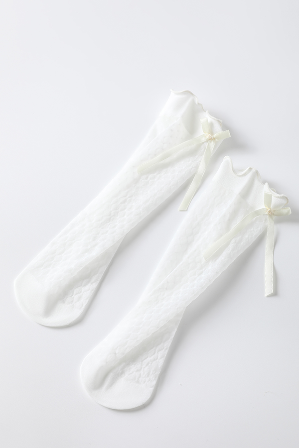 Argyle Dot Bow Girls Short Socks