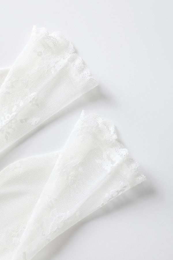 Cute Sunflower Lace Short Socks with Heel