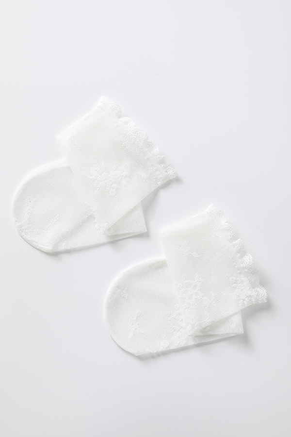 Cute Sunflower Lace Short Socks with Heel