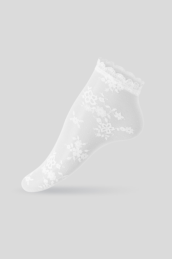 Cute Sunflower Lace Short Socks with Heel
