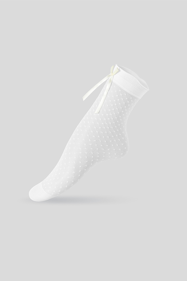 Argyle Dot Bow Girls Short Socks