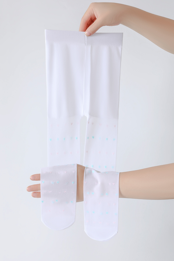 Heart Jacquard Two-Tone Kids Tights