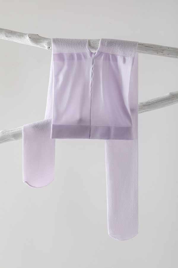 30D Glitter Silver Plain Stretch Kids Tights