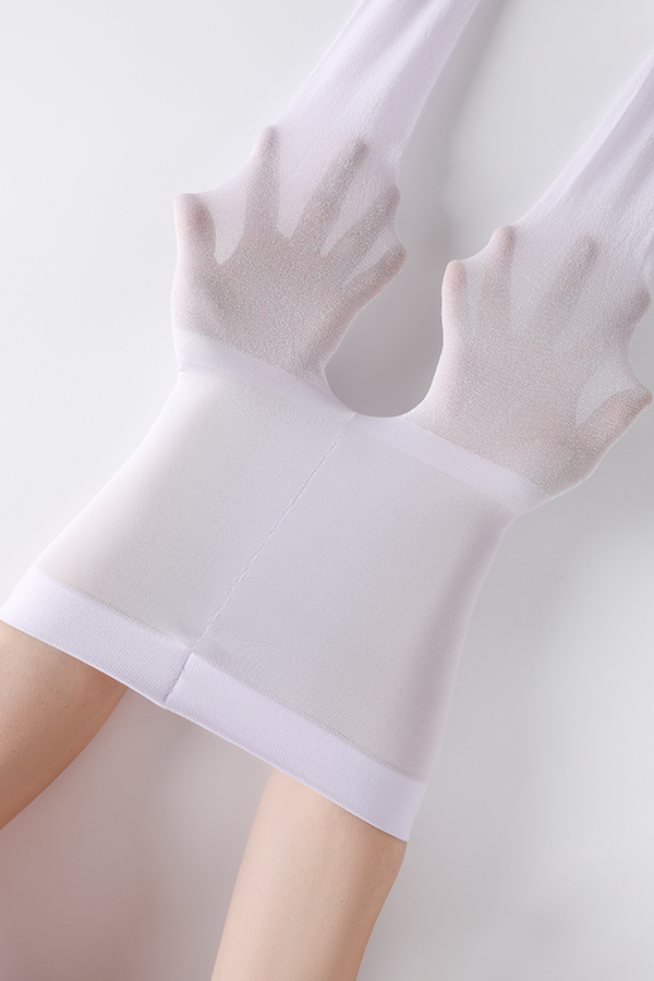 30D Glitter Silver Plain Stretch Kids Tights